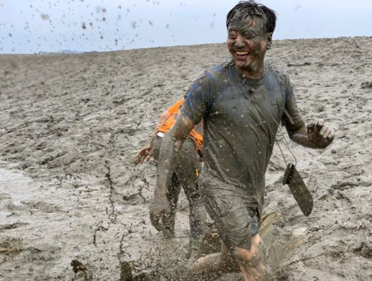 Running across the mudflat